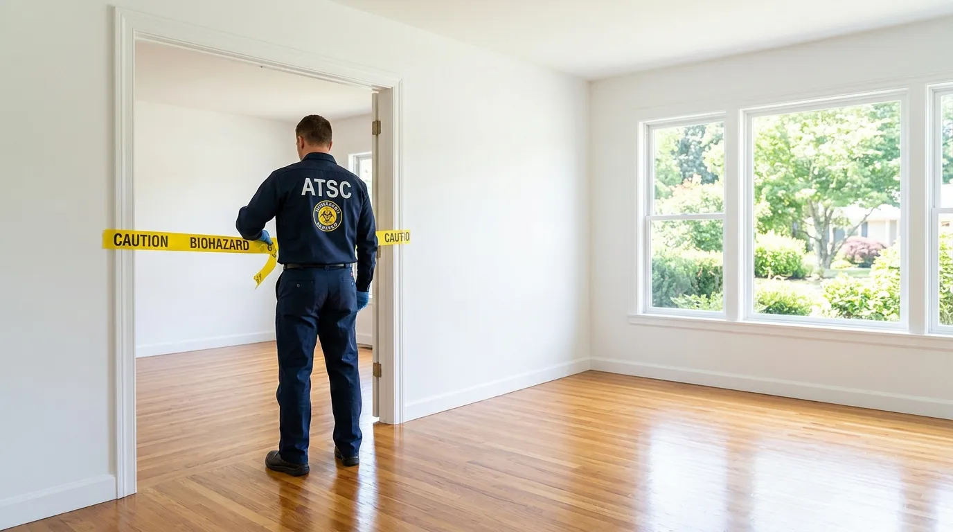 Certified biohazard cleanup crew performing Decomposition Cleanup in Del Aire